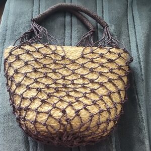 J. Crew Tan and Brown Woven Tote Bag